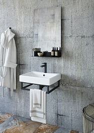 Sanflor Консоль с раковиной Тайлер 50 черная – фотография-6